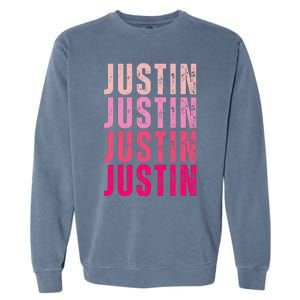 Justin Personalized Name I Love Justin Garment-Dyed Sweatshirt