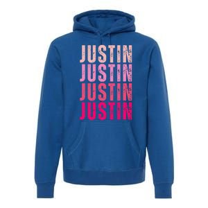 Justin Personalized Name I Love Justin Premium Hoodie