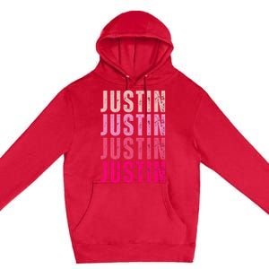 Justin Personalized Name I Love Justin Premium Pullover Hoodie