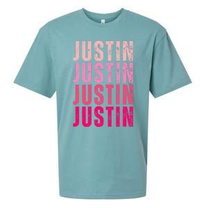 Justin Personalized Name I Love Justin Sueded Cloud Jersey T-Shirt