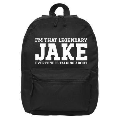 Jake Personal Name Funny Jake 16 in Basic Backpack