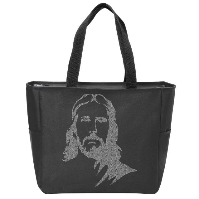 Jesus Portrait Outline Zip Tote Bag