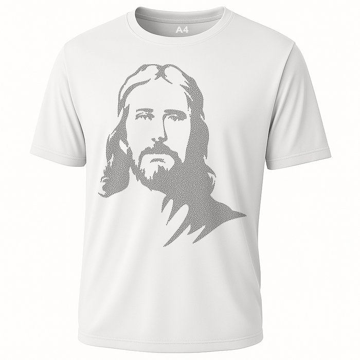 Jesus Portrait Outline Cooling Performance Crew T-Shirt