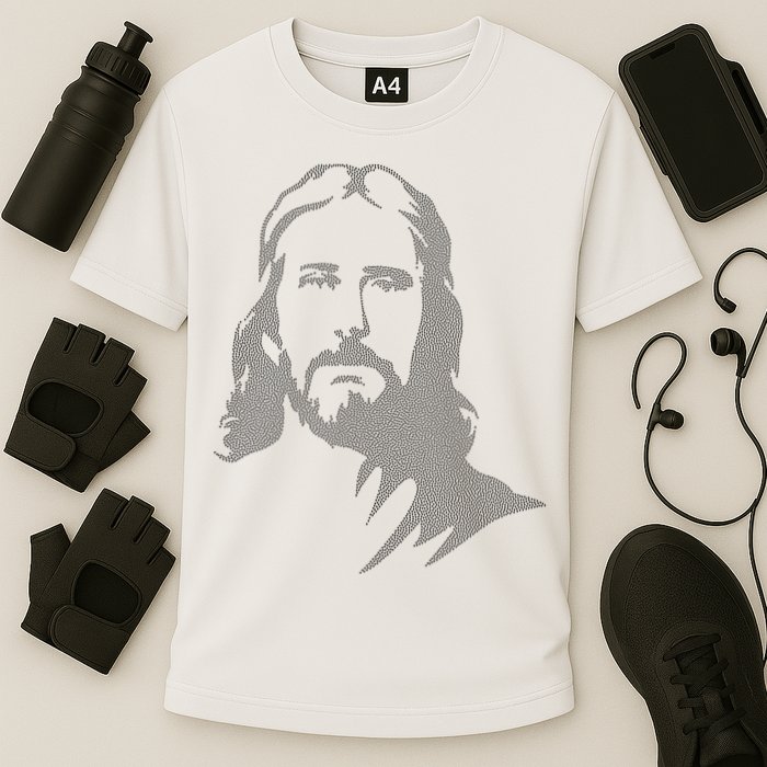Jesus Portrait Outline Cooling Performance Crew T-Shirt