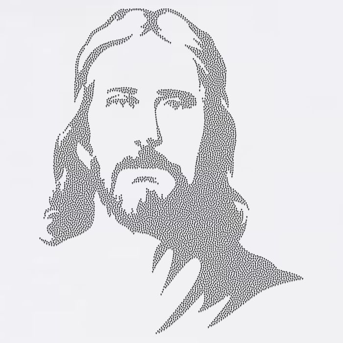 Jesus Portrait Outline Cooling Performance Crew T-Shirt