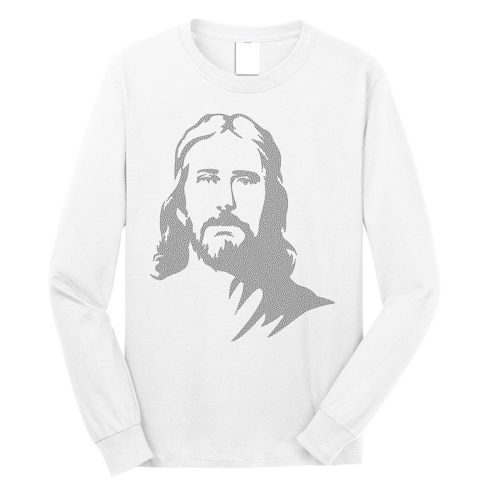 Jesus Portrait Outline Long Sleeve Shirt