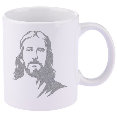 Jesus Portrait Outline 11oz C Handle Ceramic Mug