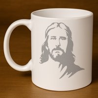 Jesus Portrait Outline 11oz C Handle Ceramic Mug
