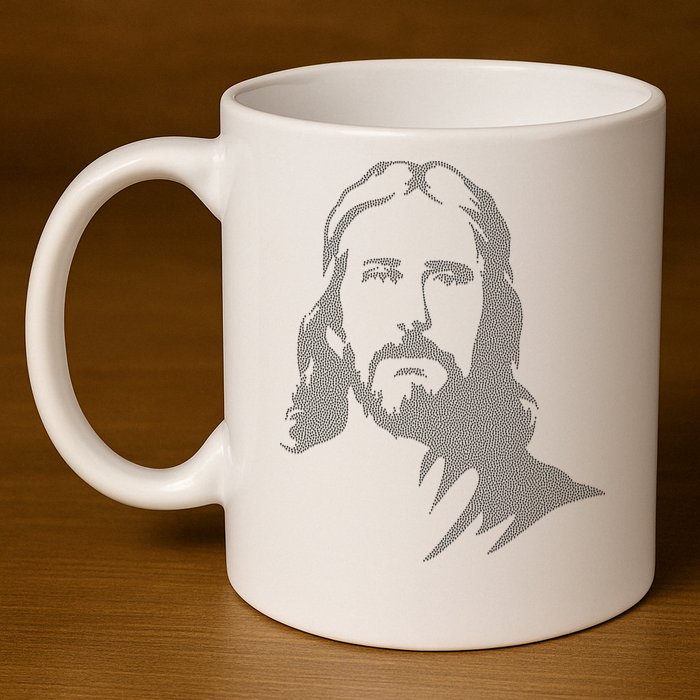 Jesus Portrait Outline 11oz C Handle Ceramic Mug