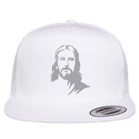 Jesus Portrait Outline Flat Bill Trucker Hat