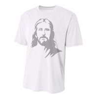 Jesus Portrait Outline Performance Sprint T-Shirt