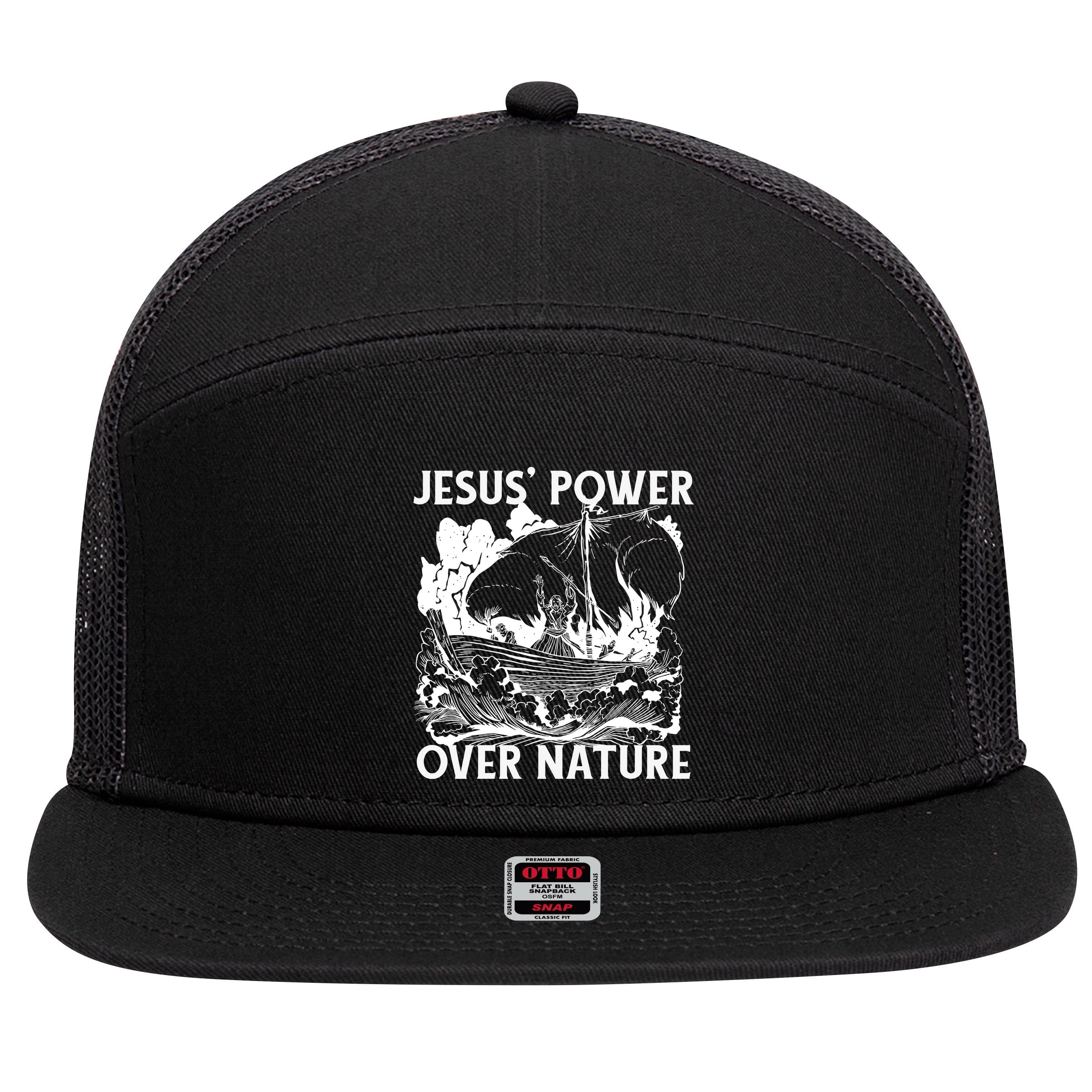 Jesus's Power Over Nature 7 Panel Mesh Trucker Snapback Hat