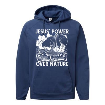 Jesus's Power Over Nature Performance Fleece Hoodie