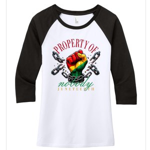 Juneteenth Property Of Nobody Women's Tri-Blend 3/4-Sleeve Raglan Shirt