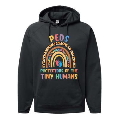 J8w0 Peds Protectors Of Tiny Humans Rainbow Pediatrics Nurse Performance Fleece Hoodie