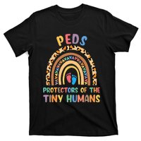 J8w0 Peds Protectors Of Tiny Humans Rainbow Pediatrics Nurse T-Shirt