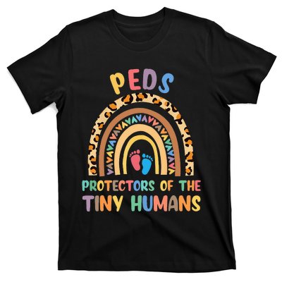 J8w0 Peds Protectors Of Tiny Humans Rainbow Pediatrics Nurse T-Shirt