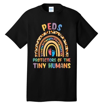 J8w0 Peds Protectors Of Tiny Humans Rainbow Pediatrics Nurse Tall T-Shirt