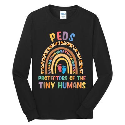 J8w0 Peds Protectors Of Tiny Humans Rainbow Pediatrics Nurse Tall Long Sleeve T-Shirt