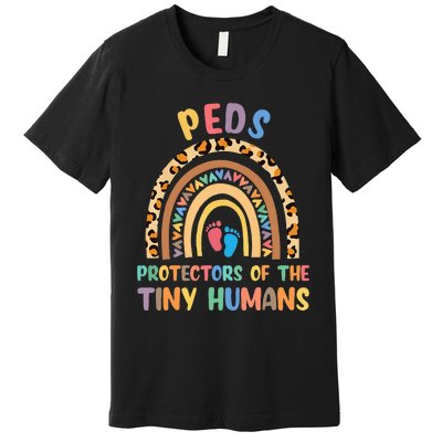 J8w0 Peds Protectors Of Tiny Humans Rainbow Pediatrics Nurse Premium T-Shirt