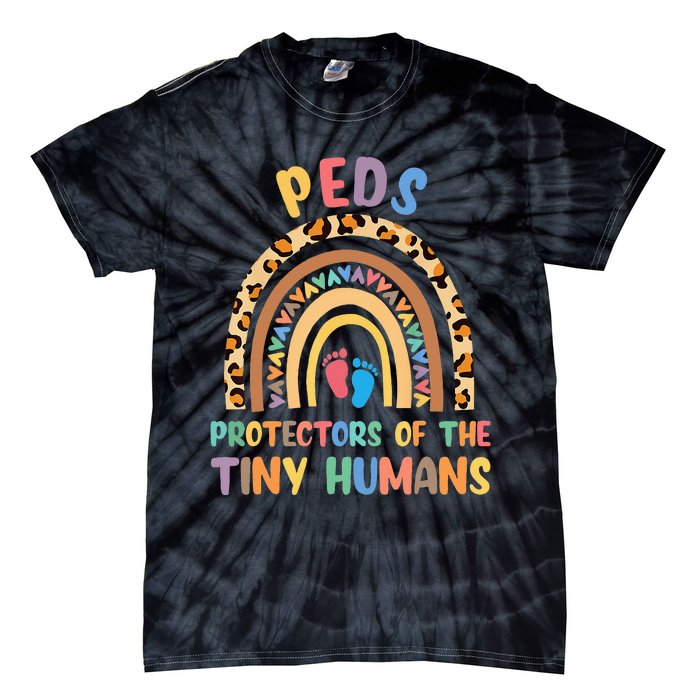 J8w0 Peds Protectors Of Tiny Humans Rainbow Pediatrics Nurse Tie-Dye T-Shirt