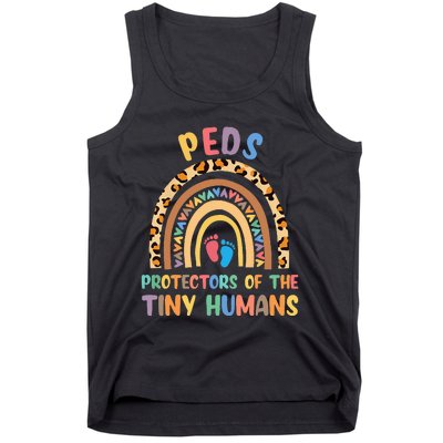 J8w0 Peds Protectors Of Tiny Humans Rainbow Pediatrics Nurse Tank Top