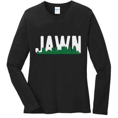 Jawn Philadelphia Pride Slang City Skyline Local Love Ladies Long Sleeve Shirt