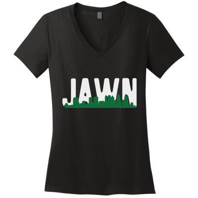 Jawn Philadelphia Pride Slang City Skyline Local Love Women's V-Neck T-Shirt