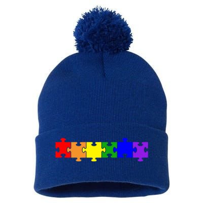 Jigsaw Puzzle Pieces Gift Pom Pom 12in Knit Beanie