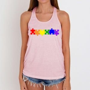 Jigsaw Puzzle Pieces Gift Women's Knotted Racerback Tank