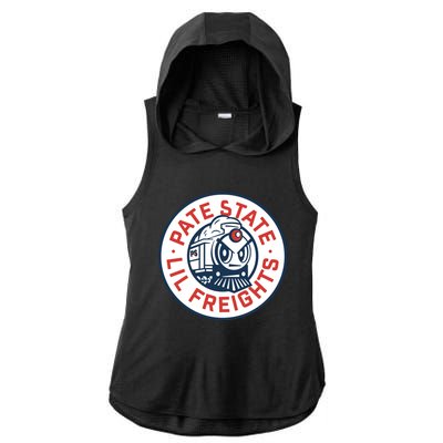 Josh Pate Pate State Lil Freights Ladies PosiCharge Tri-Blend Wicking Draft Hoodie Tank