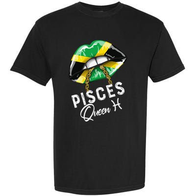 Jamaica Pisces Queen Zodiac Birthday Jamaican Wo Lips Garment-Dyed Heavyweight T-Shirt