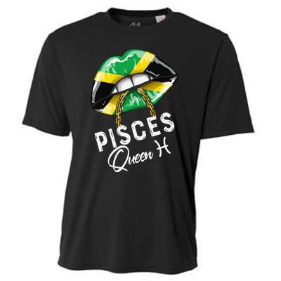 Jamaica Pisces Queen Zodiac Birthday Jamaican Wo Lips Cooling Performance Crew T-Shirt