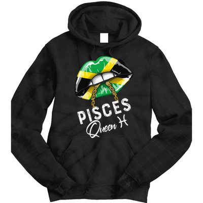 Jamaica Pisces Queen Zodiac Birthday Jamaican Wo Lips Tie Dye Hoodie