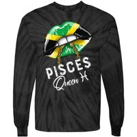 Jamaica Pisces Queen Zodiac Birthday Jamaican Wo Lips Tie-Dye Long Sleeve Shirt