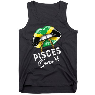 Jamaica Pisces Queen Zodiac Birthday Jamaican Wo Lips Tank Top