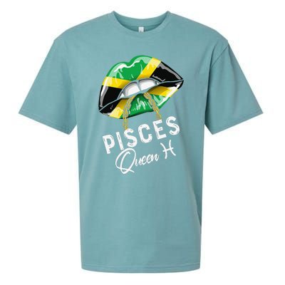 Jamaica Pisces Queen Zodiac Birthday Jamaican Wo Lips Sueded Cloud Jersey T-Shirt