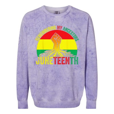 Juneteenth Pride Remembering My Ancestors Black Freedom Colorblast Crewneck Sweatshirt