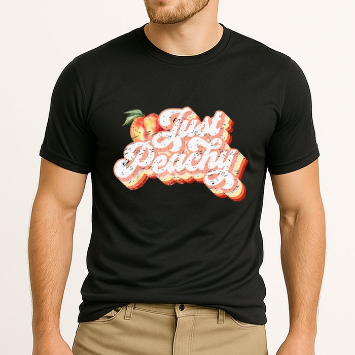 Just Peachy Retro 70s Georgia Peaches Summer Fruit Cooling Performance Crew T-Shirt