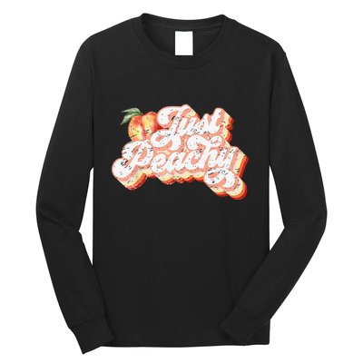 Just Peachy Retro 70s Georgia Peaches Summer Fruit Long Sleeve Shirt