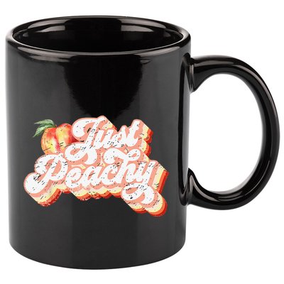 Just Peachy Retro 70s Georgia Peaches Summer Fruit 11oz C Handle Ceramic Mug
