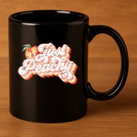 Just Peachy Retro 70s Georgia Peaches Summer Fruit 11oz C Handle Ceramic Mug