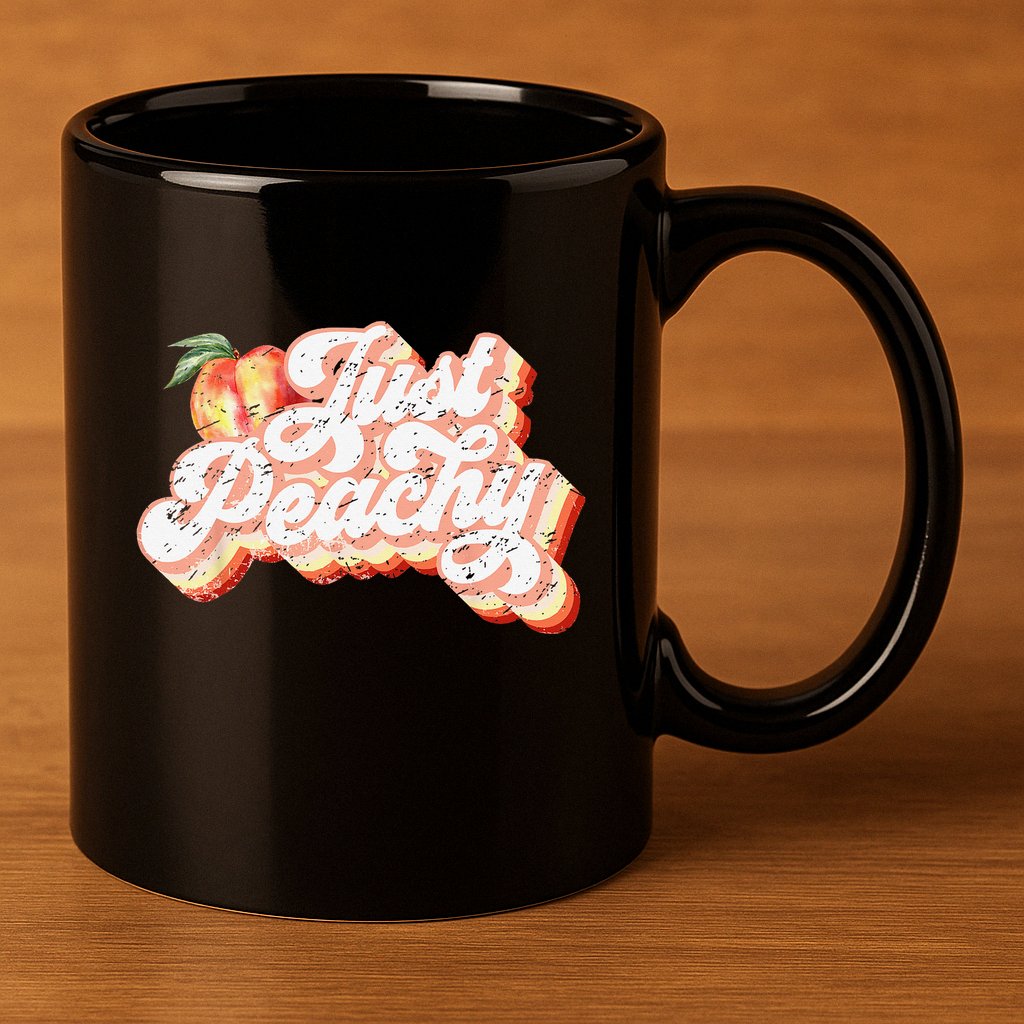 Just Peachy Retro 70s Georgia Peaches Summer Fruit 11oz C Handle Ceramic Mug