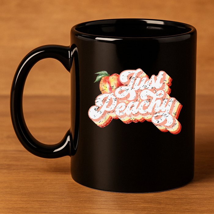 Just Peachy Retro 70s Georgia Peaches Summer Fruit 11oz C Handle Ceramic Mug