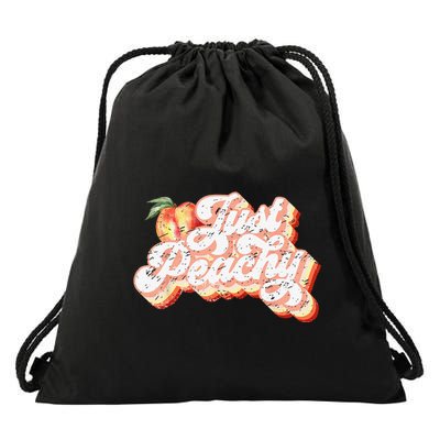 Just Peachy Retro 70s Georgia Peaches Summer Fruit Drawstring Bag