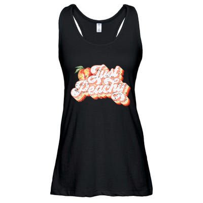 Just Peachy Retro 70s Georgia Peaches Summer Fruit Ladies Essential Flowy Tank