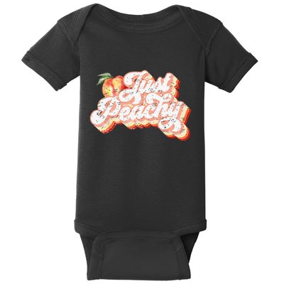 Just Peachy Retro 70s Georgia Peaches Summer Fruit Baby Bodysuit