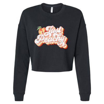 Just Peachy Retro 70s Georgia Peaches Summer Fruit Cropped Pullover Crew