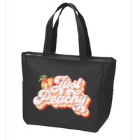 Just Peachy Retro 70s Georgia Peaches Summer Fruit Zip Tote Bag