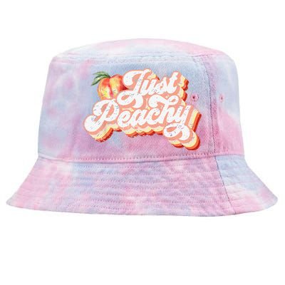 Just Peachy Retro 70s Georgia Peaches Summer Fruit Tie-Dyed Bucket Hat